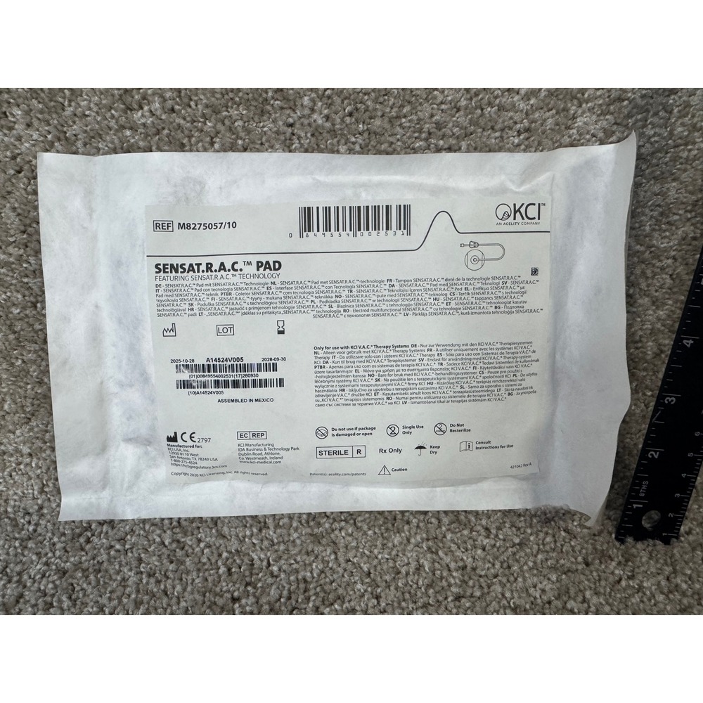 KCI SENSAT.R.A.C. Pad for VAC Therapy Systems REF M8275057/10  NPWT Tubing